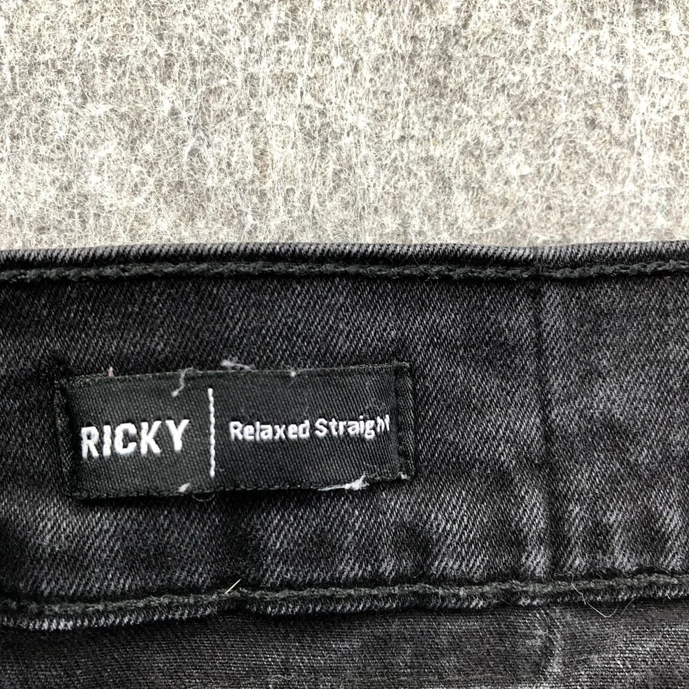 True Religion Jeans Mens 30x35 Black Ricky Relaxed Straight Denim